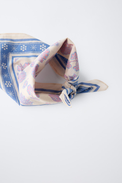 ZARA БАНДАНА С ЦВЕТОЧНЫМ ПРИНТОМ, СВЕТЛО-ФИОЛЕТОВЫЙ