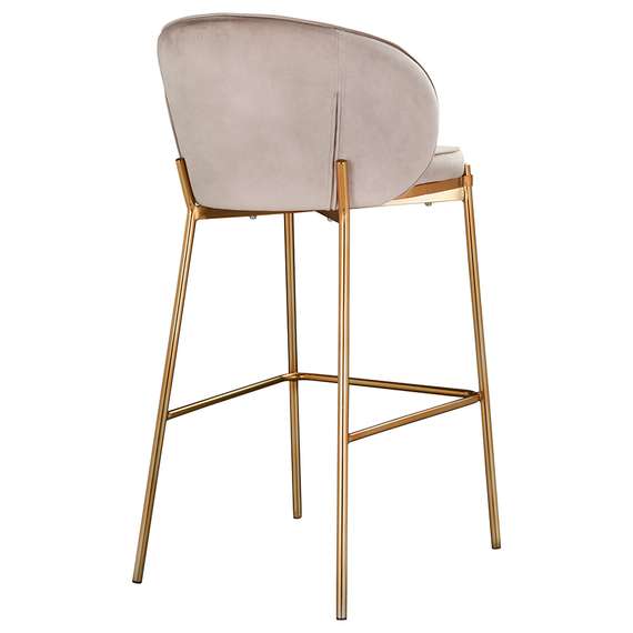 Барный стул Coral серо-бежевый велюр с золотыми ножками