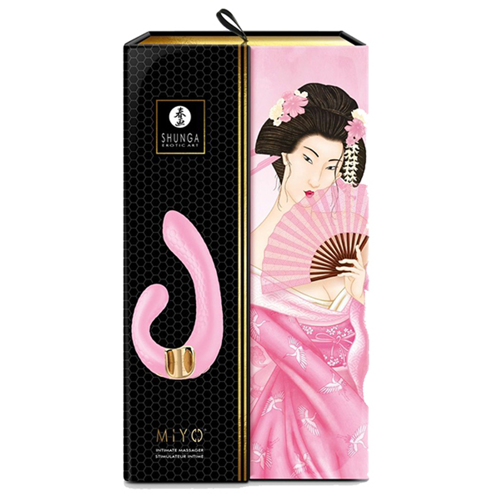 Розовый гибкий вибростимулятор 18,5см с двумя моторами Shunga MIYO SH-MIYO-502