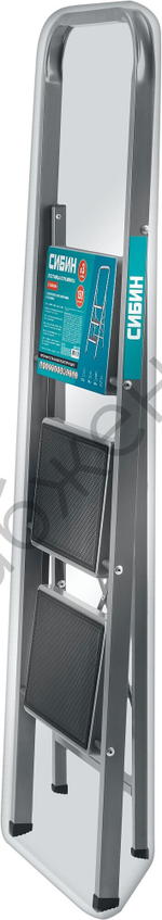 СИБИН 3 ступени, 71 см, c широкими обрезиненными ступенями, стальная, стремянка (38807-03)