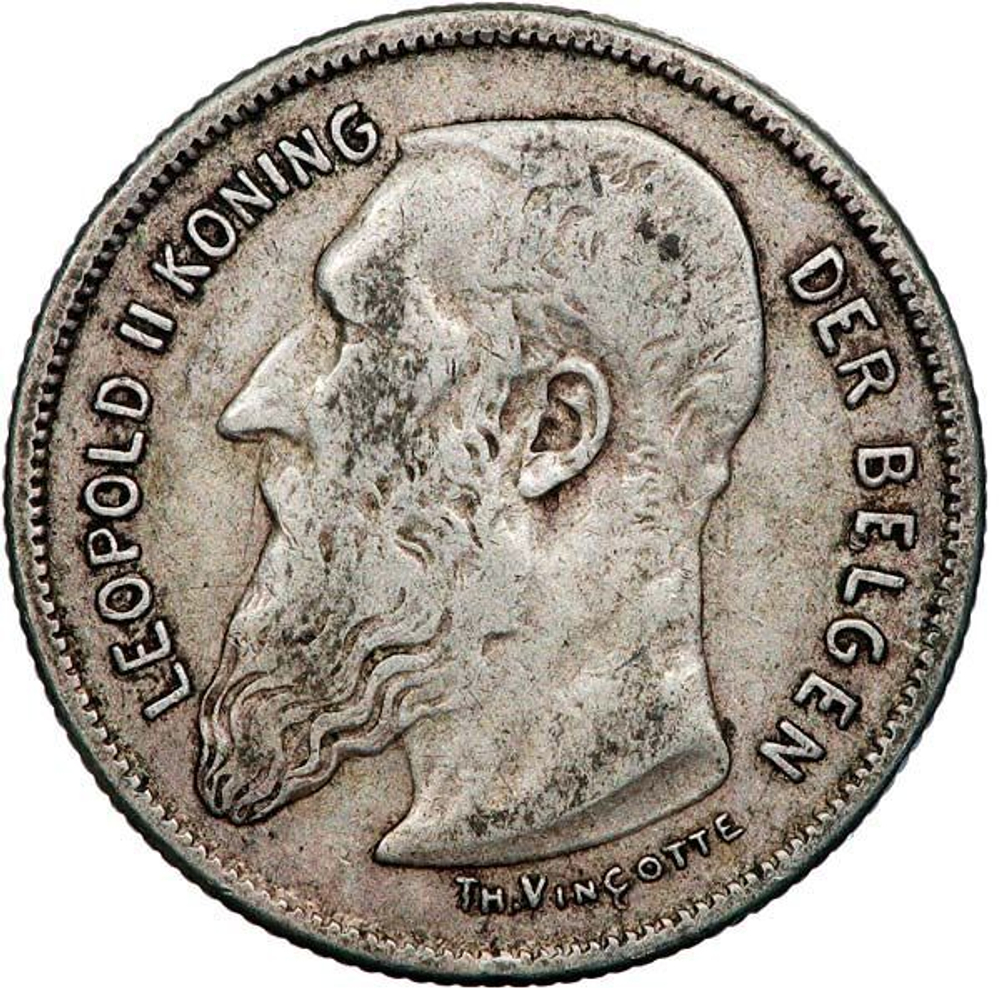 Belgium 2 Frank (Francs) 1909 – King Leopold II (Flemish Legend)