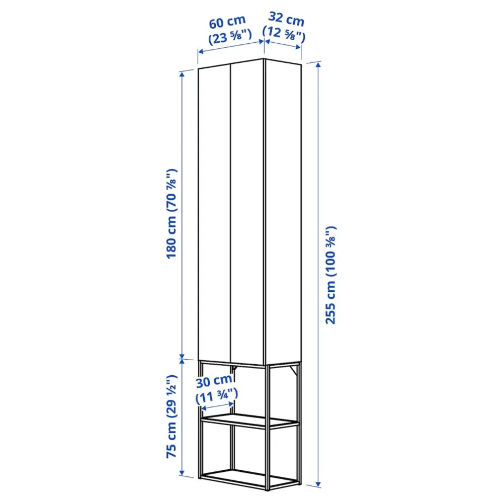 Книжный шкаф - IKEA ENHET/ЭНХЕТ ИКЕА, 60х32х255 см, белый