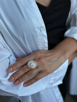 Кольцо-лев матовое серебро 1014