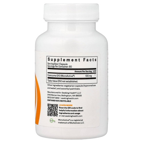 Seeking Health, коэнзимQ10, 100 мг, 60 капсул