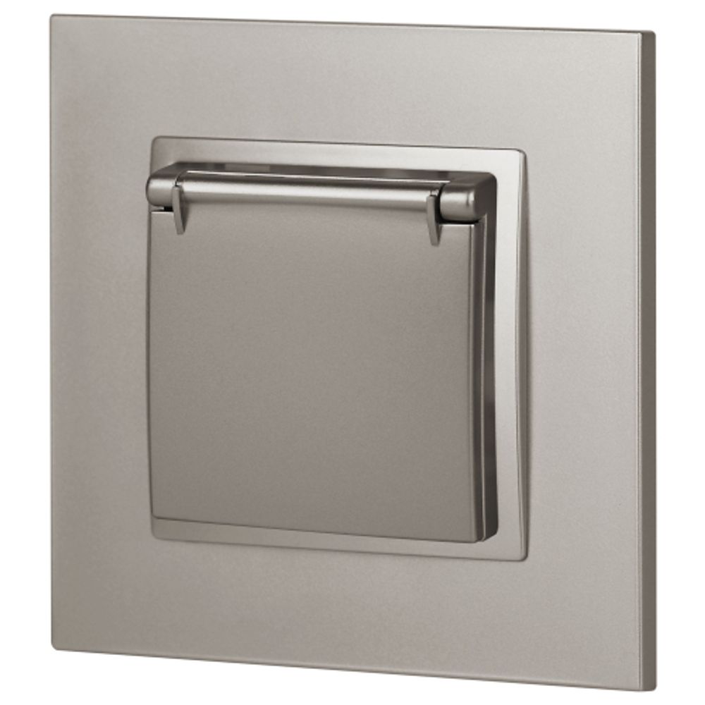 Розетка ЭРА Elegance 14-2103-16 2P+E Schuko со шторками с крышкой, 16А-250В, титан