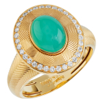 Кольцо с Хризопразом и Бриллиантами, R0084-0/50