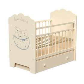 Кроватка детская ВДК Love Sleeping (слоновая кость) маятник поперечный, ящик