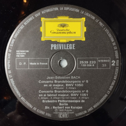 Винтажная виниловая пластинка LP H.V. Karajan Караян, J.S. Bach Бах 6 Concertos Brandebourgeois 6 Бранденбургских Концертов (France 1974)