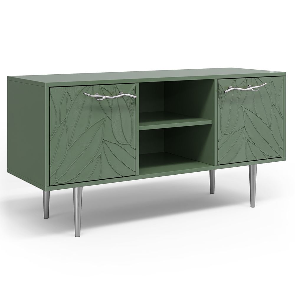 Тумба под ТВ Арт Колор leaves 117см Стайл Сильвер Зеленый нефрит