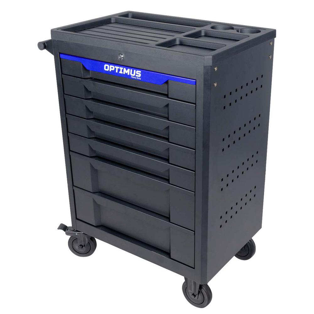 OPT-717P Тележка инструментальная, 7 полок с набором инструментов, пластиковая столешница