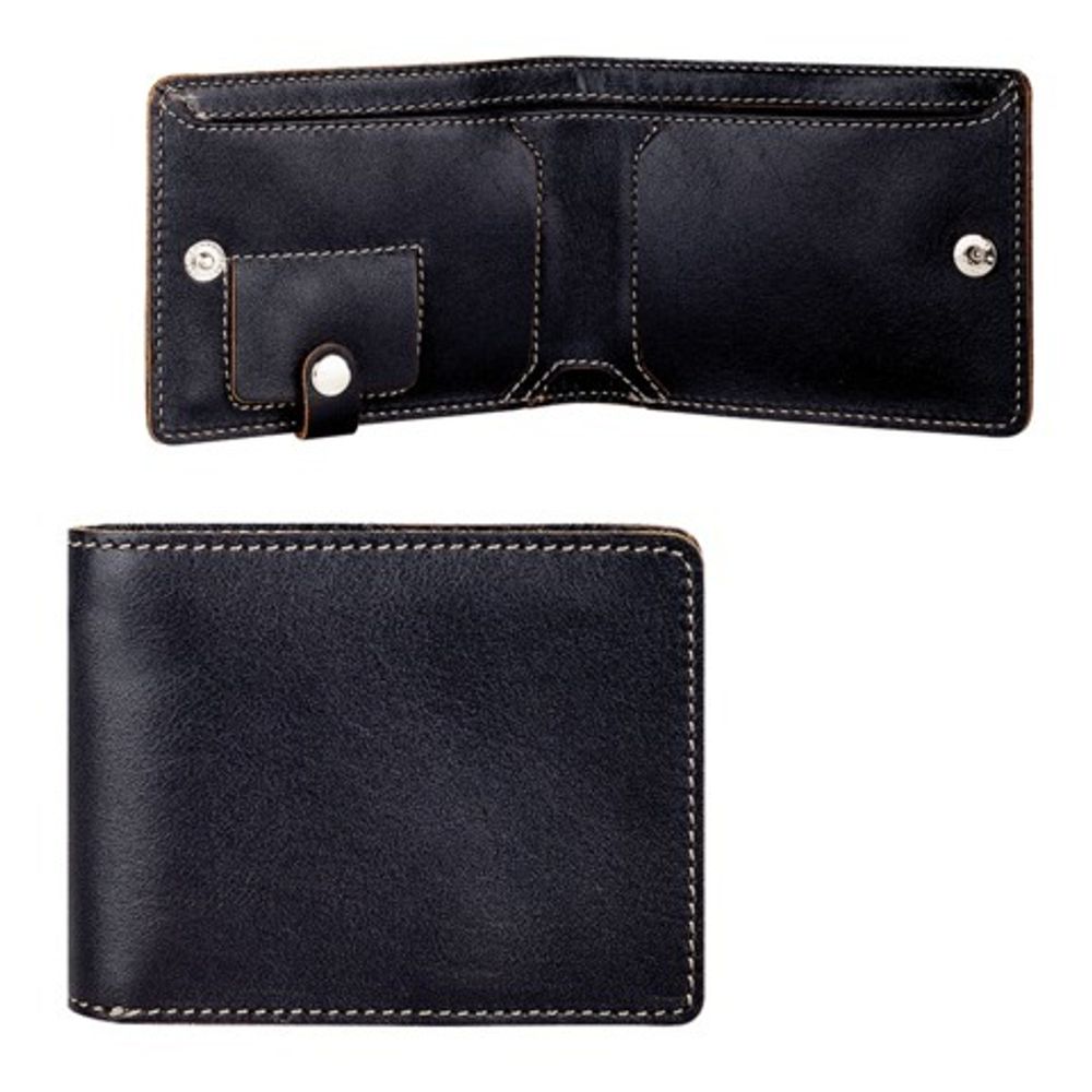 Портмоне мужское FABULA "Kansas", 112х85 мм, натуральная кожа, отстрочка, черное, PM.16.TX