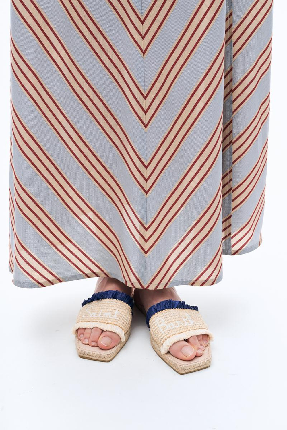 Шлепанцы жен. MC Saint Barth LUZ SQUARE STRAW 6111 соломенный с синим