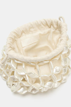 ZARA СУМКА-МЕШОК С ПЕРЛАМУТРОВЫМ ЭФФЕКТОМ, ЖЕМЧУЖНО-СЕРЫЙ