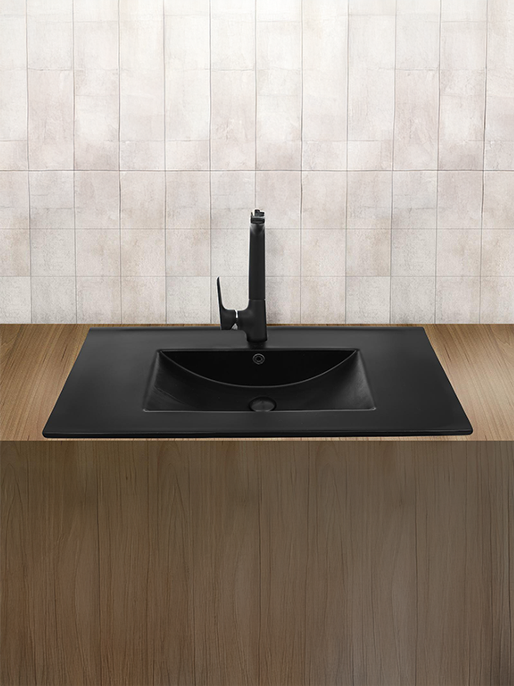 Раковина врезная (матовая черная) WeltWasser WW  DEILBACH 7506- 90 MT- BL 910х470х180