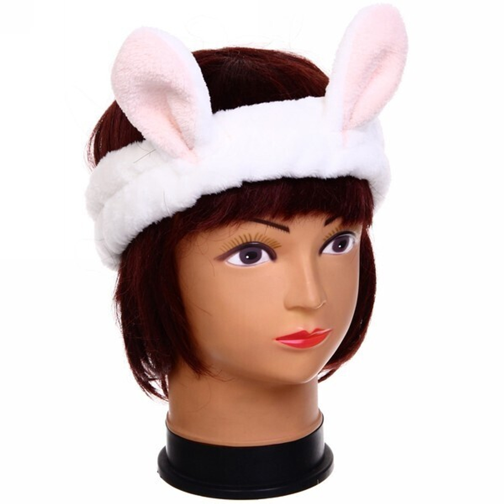 Повязка на голову «Кокетка - Зайчик», цвет белый, 20*6см (упаковка белый ZIP пакет)