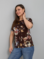 Футболка Фв-107/коричневый-цветыабстракция