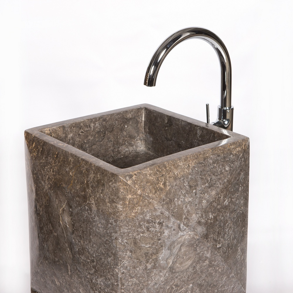 Раковина напольная из мрамора Square Acak Grey RN-01701 (50*50*90 см)