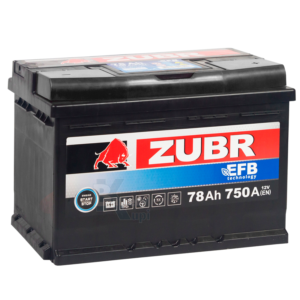 Аккумулятор ZUBR EFB (78Ah, 750A, R+) ZE780