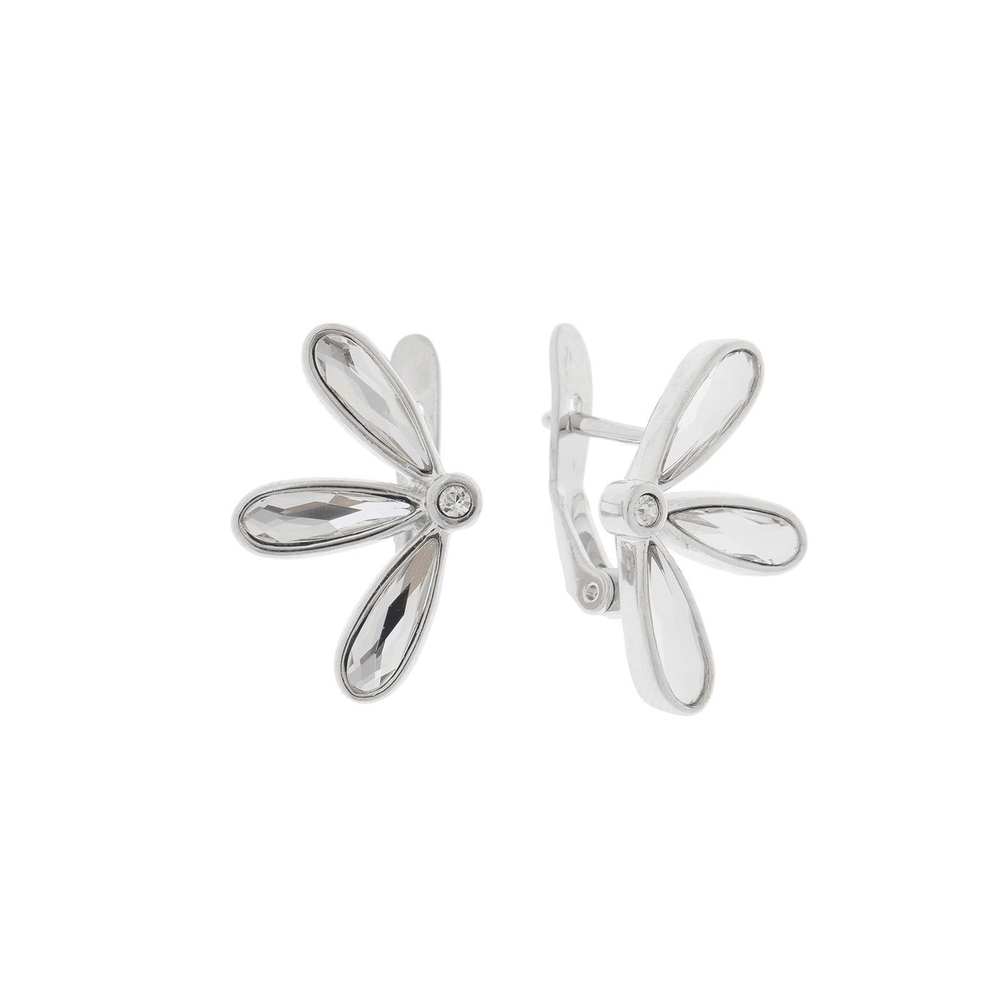 "Монтети" серьги в родиевом покрытии из коллекции "Incanto" от Jenavi  с английским замком