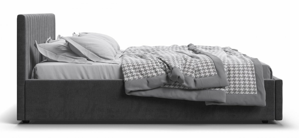 Ронда Кровать+ПМ 160 Велюр Монолит серая