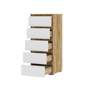 ХЕЛЕН КМ 03 Комод 502 5 ящиковФАСАД БЕЛЫЙ/КОРПУС БЕЛЫЙ