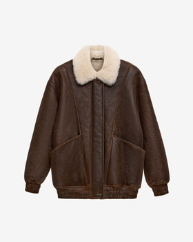 Дублёнка-бомбер свободного кроя