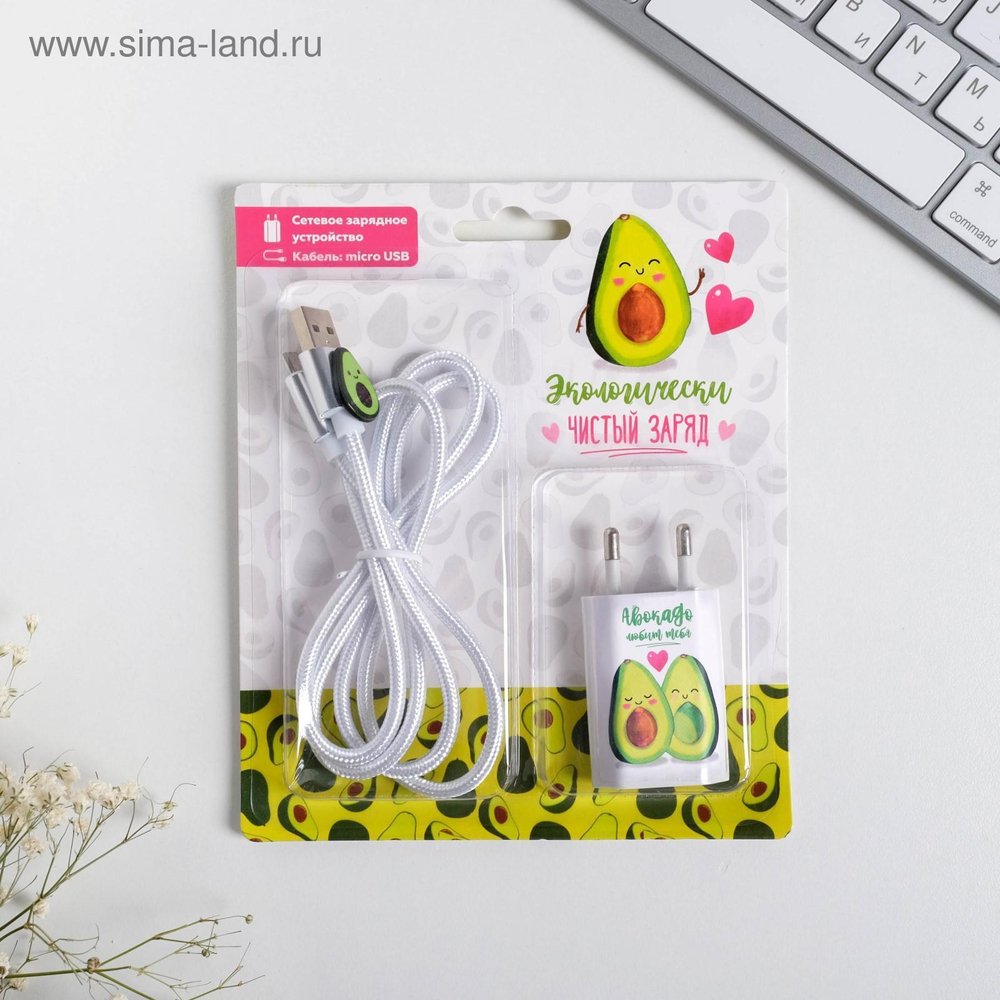 Набор Кабель USB-micro USB+штекер"Авокадо",1м.