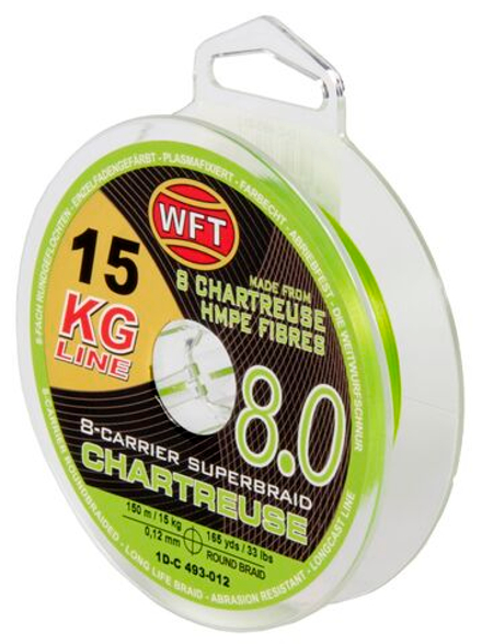 Леска плетёная WFT KG x8 Chartreuse 150 м, 0.12 мм
