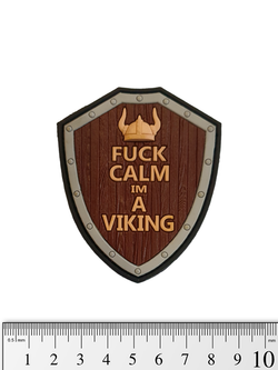 Шеврон Fuck Calm I'm A Viking 3D PVC. Коричневый