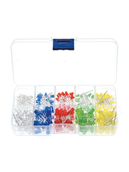 Набор светодиодов 3 мм и 5 мм 5 цветов: красный, зеленый, желтый, синий, белый, 200 шт 2-3V 20mA