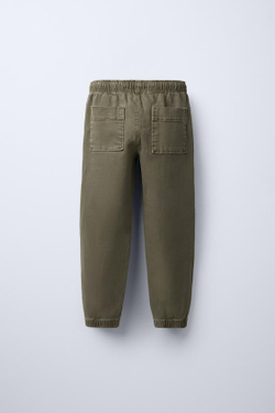 ZARA БРЮКИ-ДЖОГГЕРЫ ИЗ ЭЛАСТИЧНОЙ ТКАНИ, ОЛИВКОВЫЙ