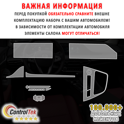 Changan Eado (2022) - комплект защитных пленок 5 в 1. Пленка защитная ControlTek HYBRID со слоем TOP COAT. Толщина: 6 mil. (175 мкм.)