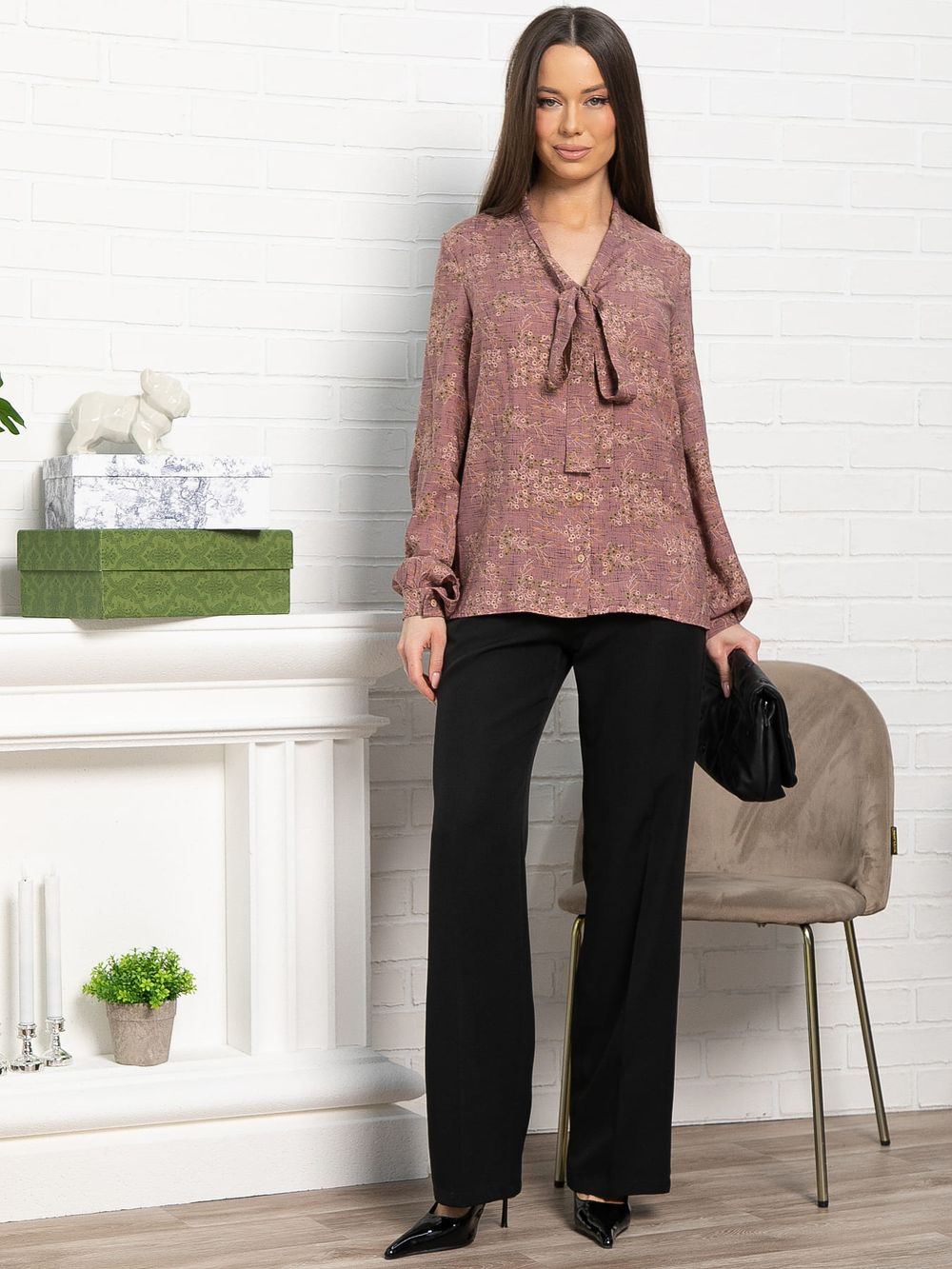 Рубашка с бантом Рузанна (чайная роза) Б15245-10М LT Collection