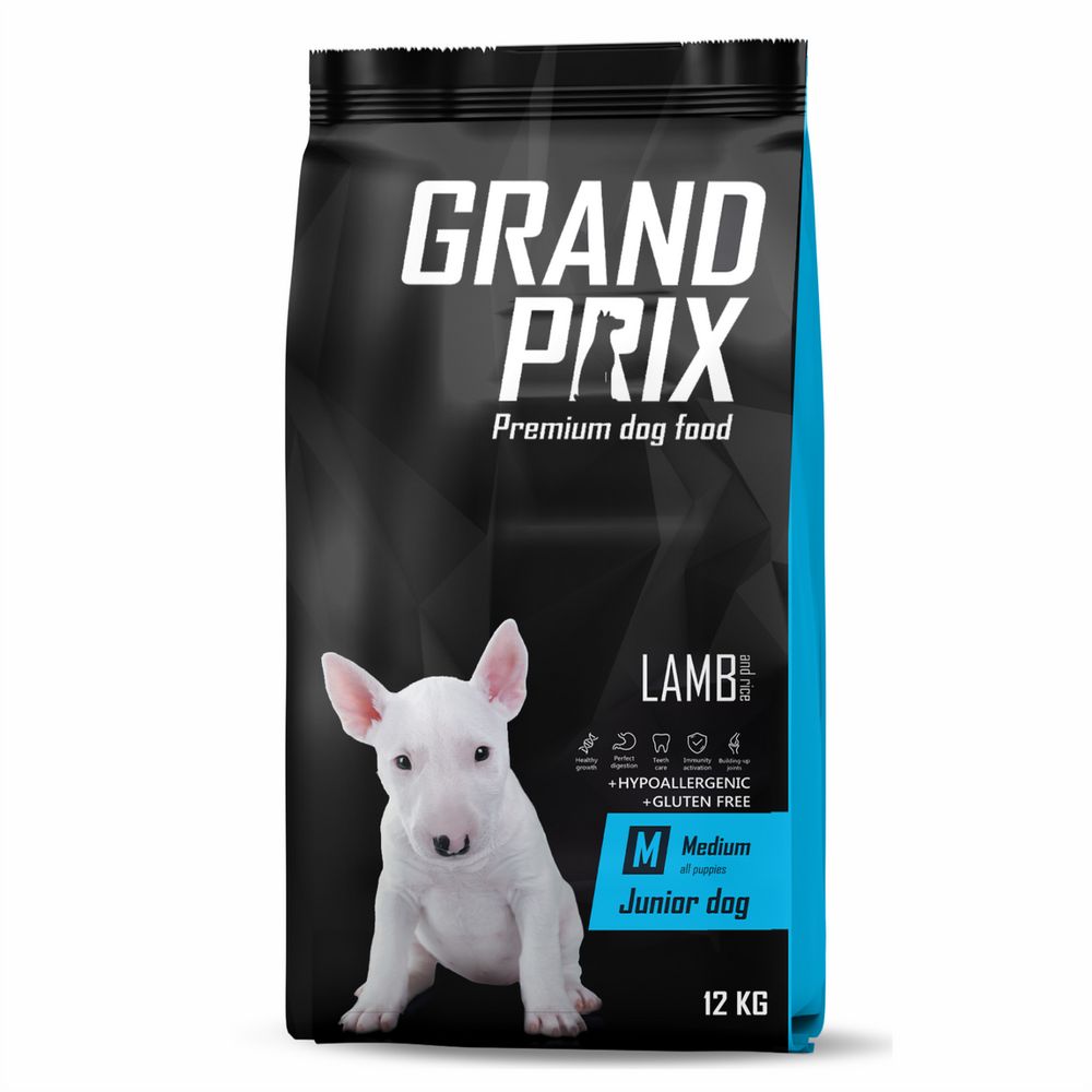 Сухой корм Grand Prix Medium Junior для щенков средних пород с ягненком 12 кг