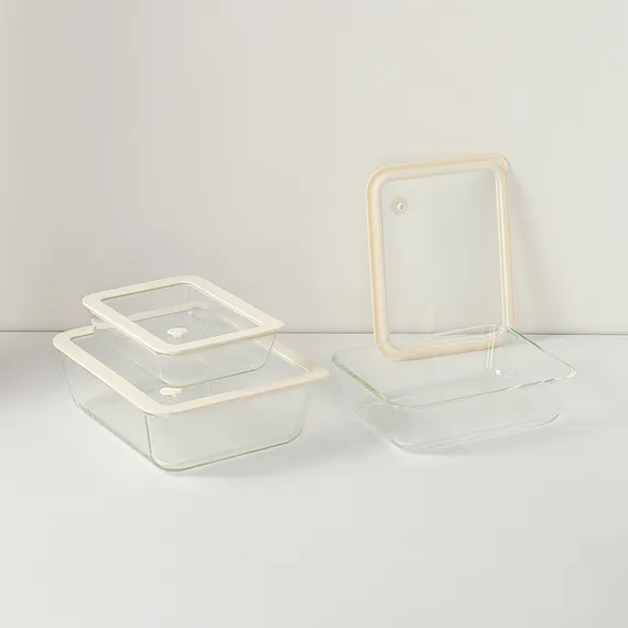 Контейнер для запекания и хранения стеклянный с вакуумным эффектом, 2,6 л, молочный