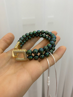 Браслет "Эмили" зеленый жемчуг с золотой застежкой из кубических микроцирконов