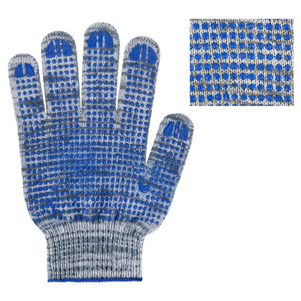Перчатки хлопчатобумажные плотные, КОМПЛЕКТ 100 ПАР, 10 класс, 50-52 г, 133 текс, ПВХ-точка LAIMA ЛЮКС 2, СЕРЫЕ