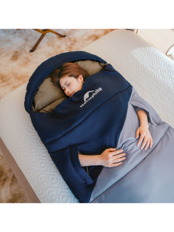 Мешок спальный Naturehike Sunny Day PL02 U250, (190+30)х80 см, (левый) (ТК: +8C), серо-голубой