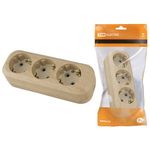 Корпус удлинителя 3 гн, 2 + 3, с/з, 16 А, 250 В, сосна, TDM, Эко, SQ1806-0048