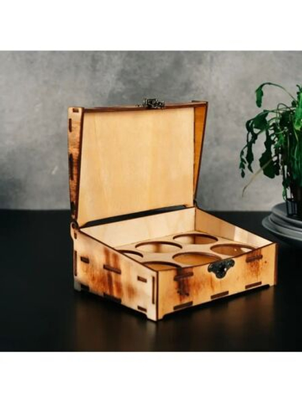 Подарочный деревянный короб для рюмок (стопок). PK39