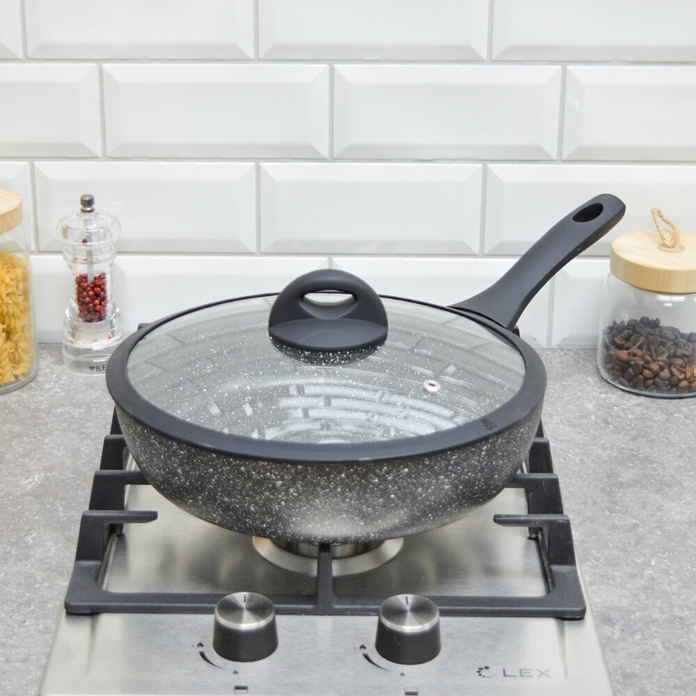 Сотейник 26см Hi-Black ScovO со стеклянной крышкой