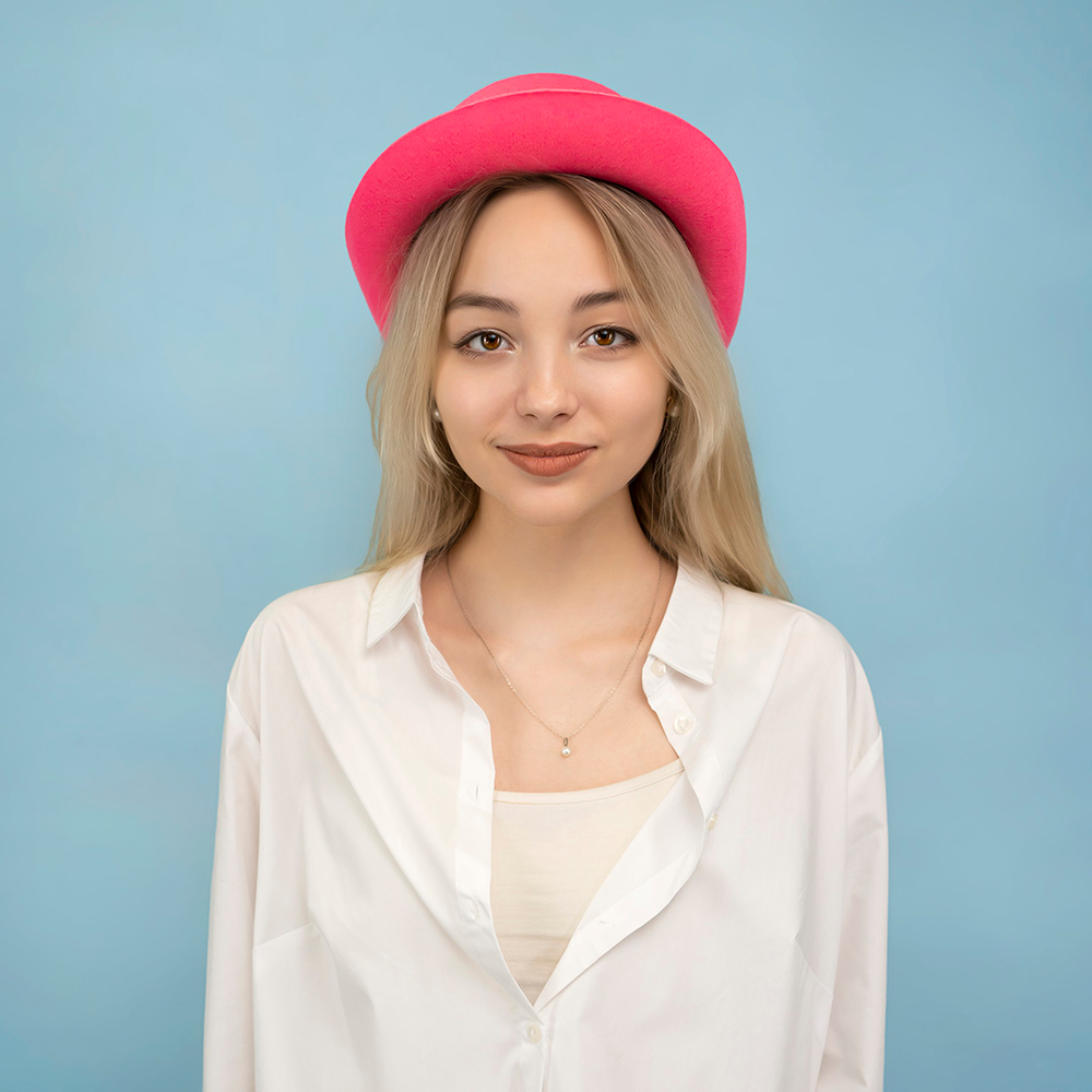 Шляпа Котелок, фетр, Ярко-розовый, 56-58 разм.