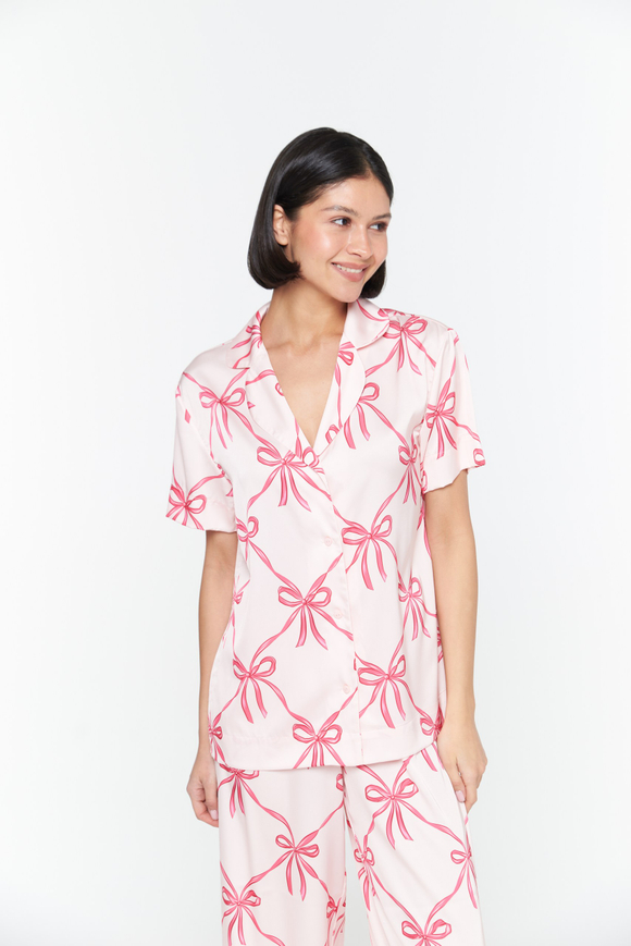 Шелковая пижама с бантиками