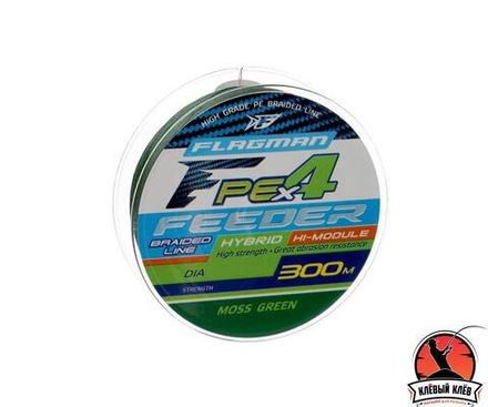 FLAGMAN Шнур PE Hybrid F4 Feeder 300м Moss Green 0,12мм 6,4кг 14lb