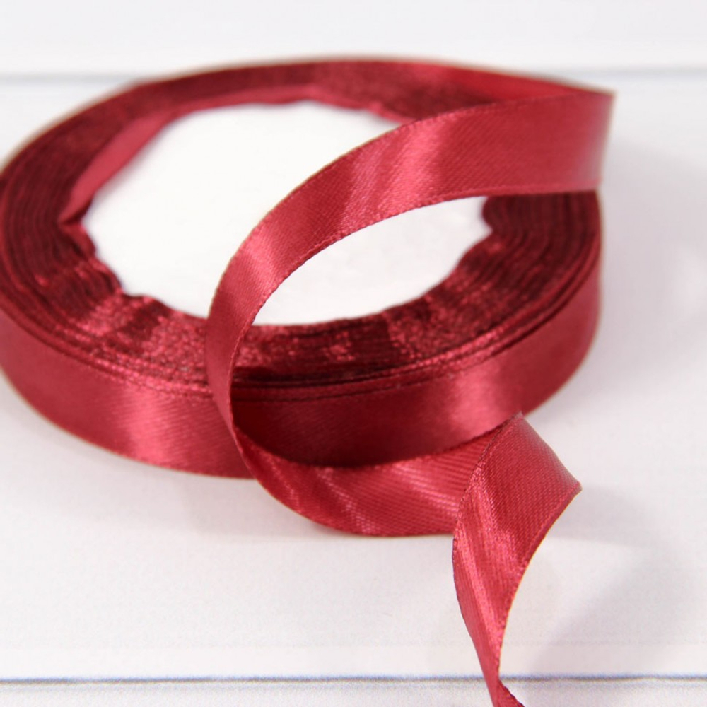 Лента Атласная 1,2см х 28м Сатин (Вишневый)