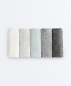 OYSHO Набор из пяти трусиков-бразильских из хлопка, бледно-голубой