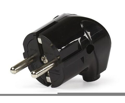 Вилка Smartbuy, угловая с заземлением черная 16А 250В (SBE-16-P02-b)