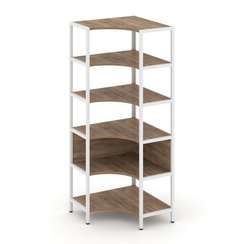 Shelf System Односекционный угловой стеллаж пятиярусный SN.STMU-511 Дуб Табак/Металл Белый 810*810*1