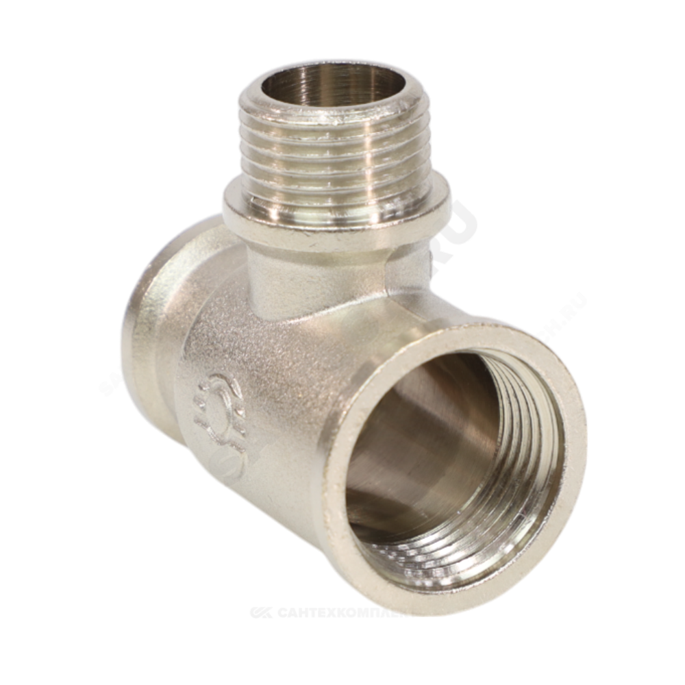 Тройник латунь никель переходной Ду 20х15х20 (3/4"х1/2"х3/4") ВР/НР/ВР VALFEX VF.132.N.034.012.034