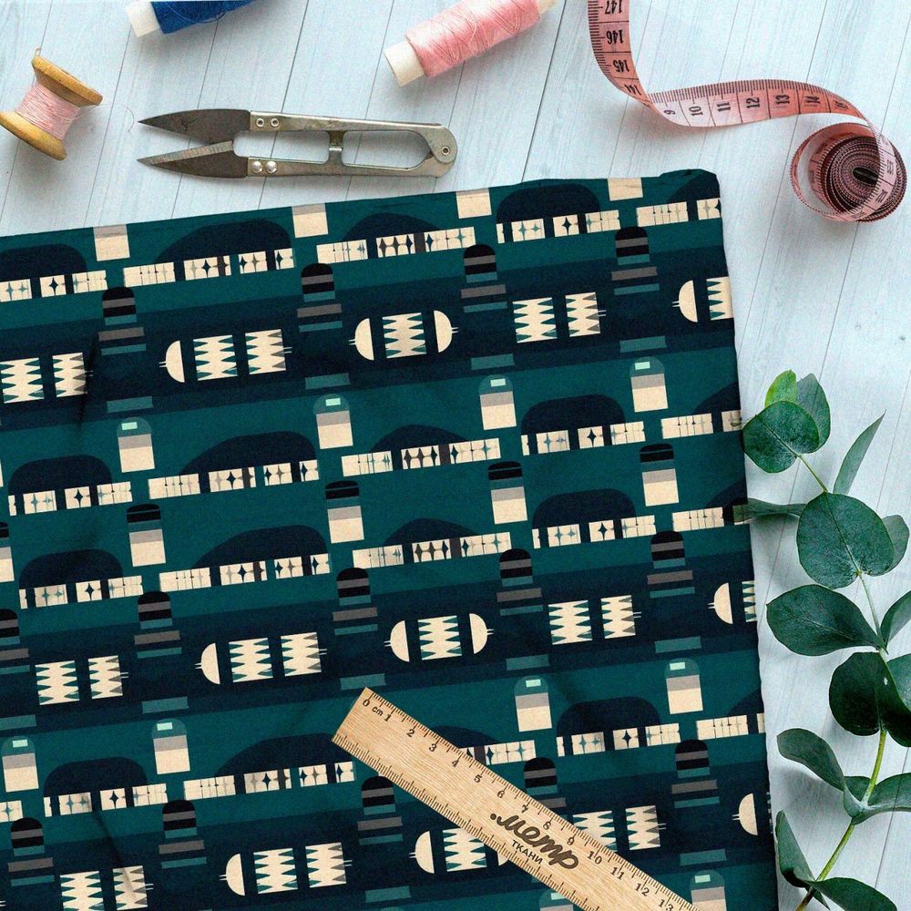 Ткань премиум мембрана пиксельный микромир